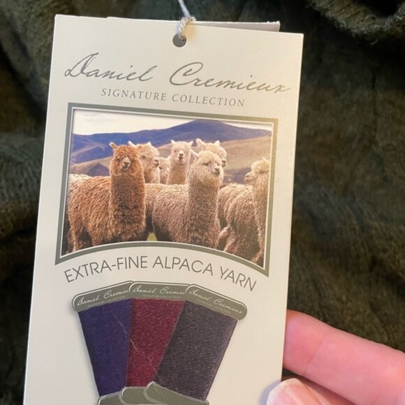 Daniel Cremieux 100% Alpaca Wool Cable Knit Fisherman Sweater Mens XL Green Peru - Picture 7 of 9